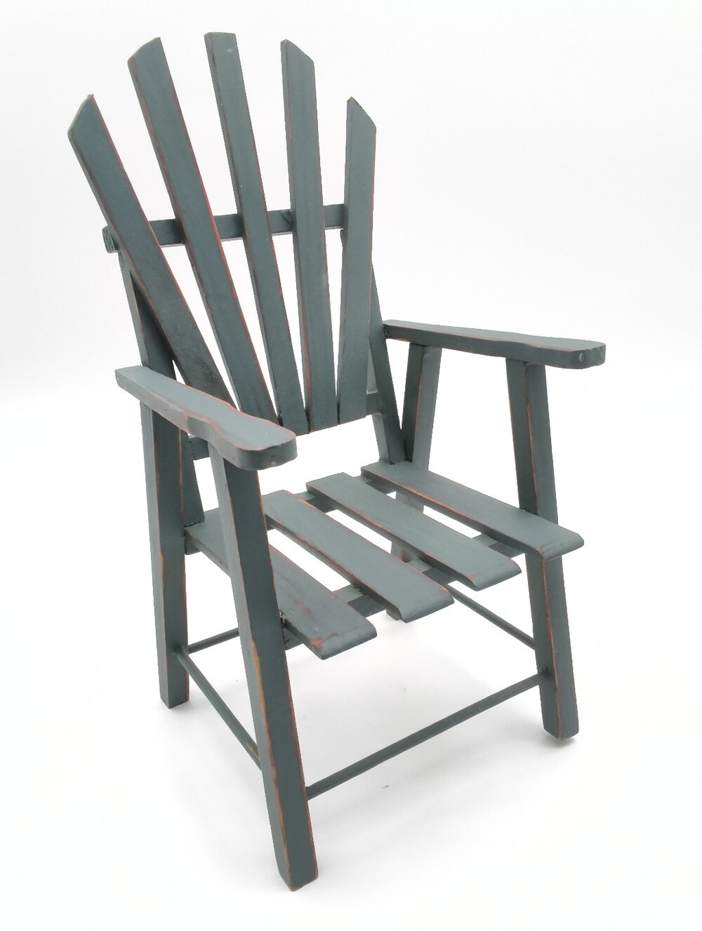 Miniature Wooden Adirondack Chair Plant Stand – Sage Green/Grey